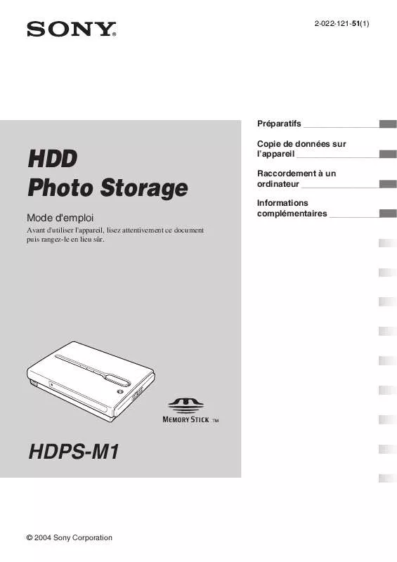 Mode d'emploi SONY HDPS-M1