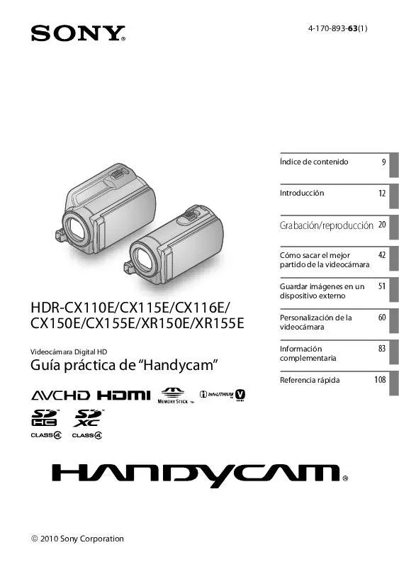 Mode d'emploi SONY HDR-CX115E