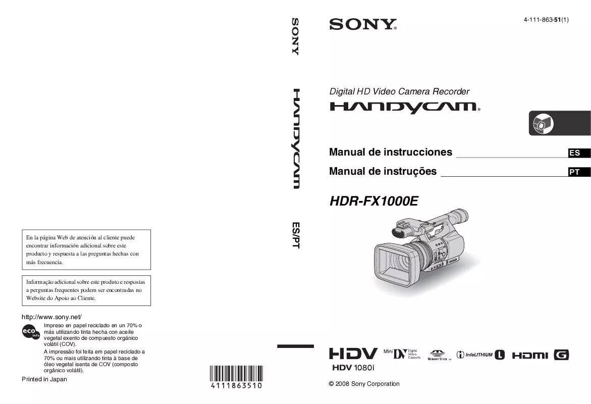 Mode d'emploi SONY HDR-FX1000E