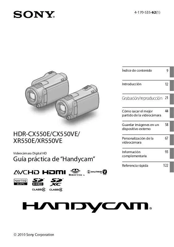 Mode d'emploi SONY HDR-XR550E