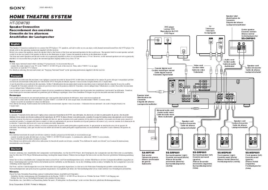 Mode d'emploi SONY HT-DDW780