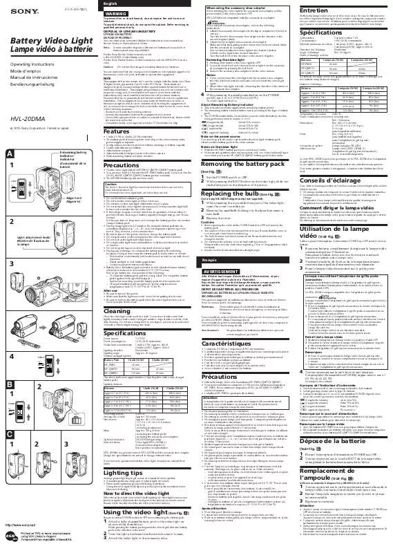 Mode d'emploi SONY HVL-20DMA