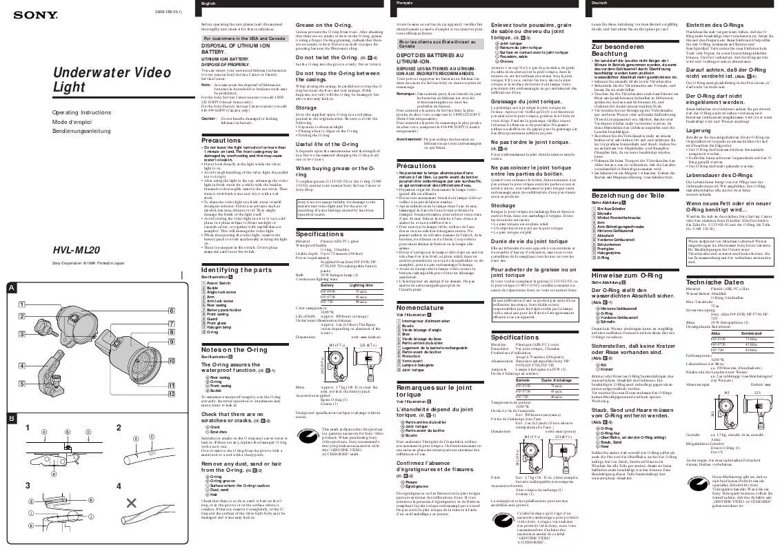 Mode d'emploi SONY HVL-ML20