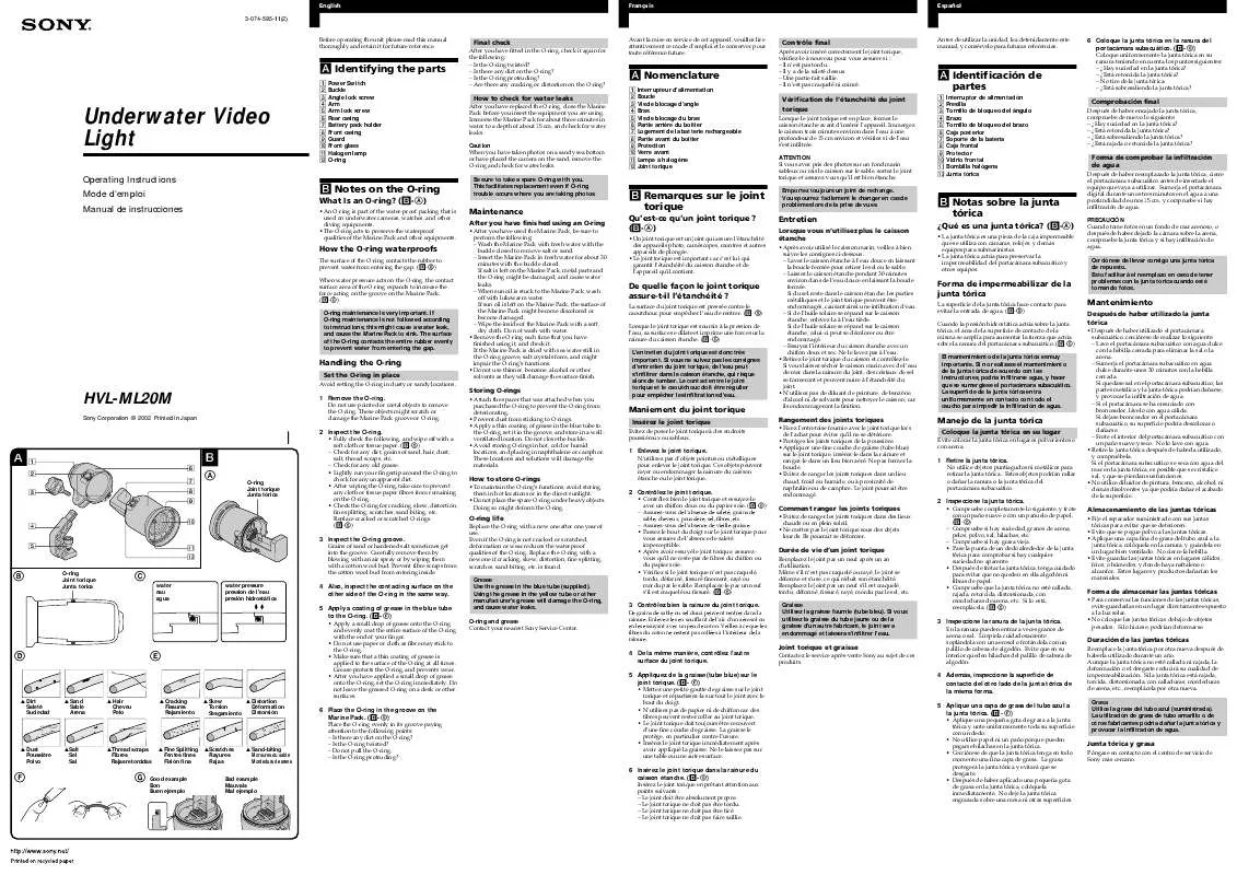 Mode d'emploi SONY HVL-ML20M