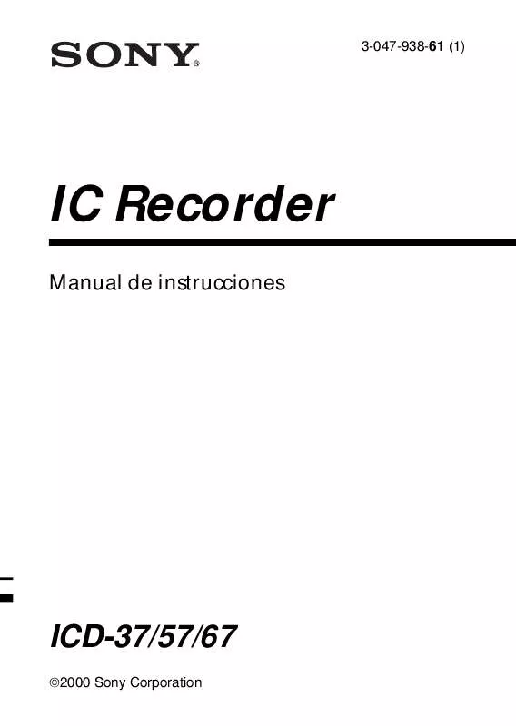 Mode d'emploi SONY ICD-37