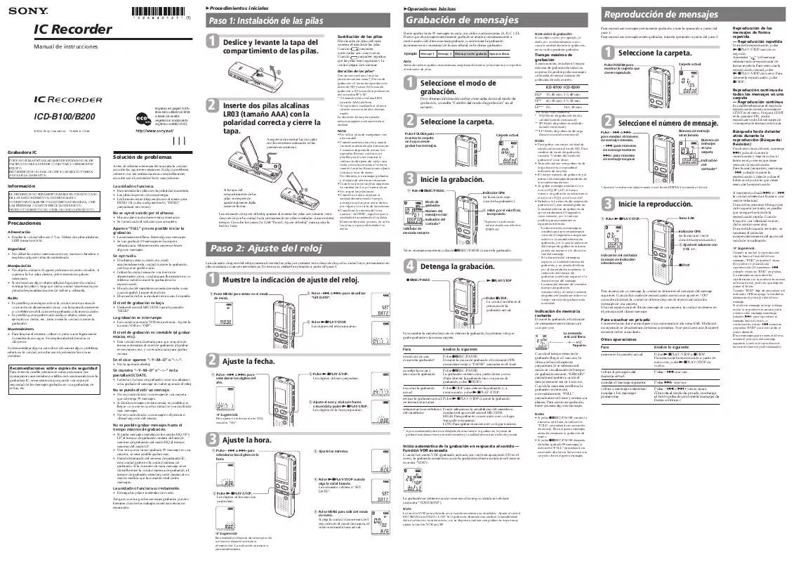 Mode d'emploi SONY ICD-B200