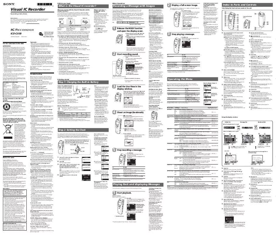 Mode d'emploi SONY ICD-CX50