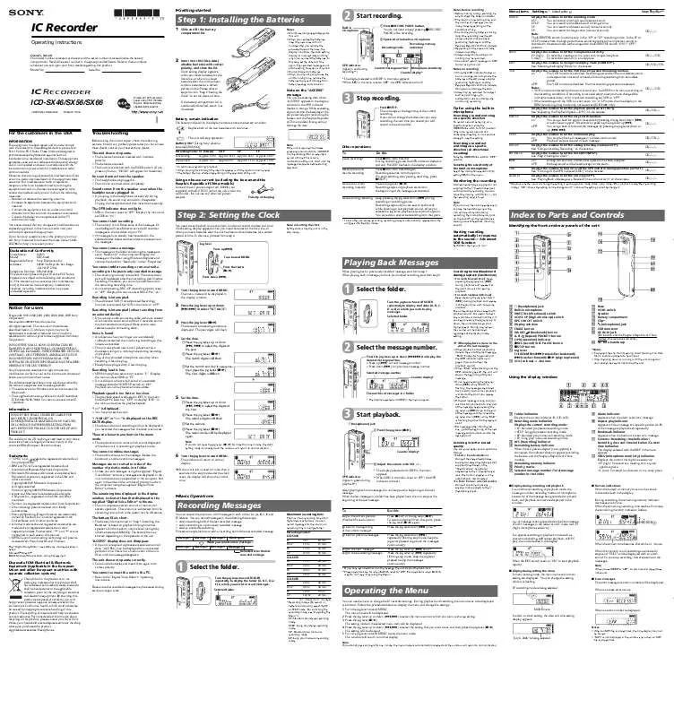 Mode d'emploi SONY ICD-SX46