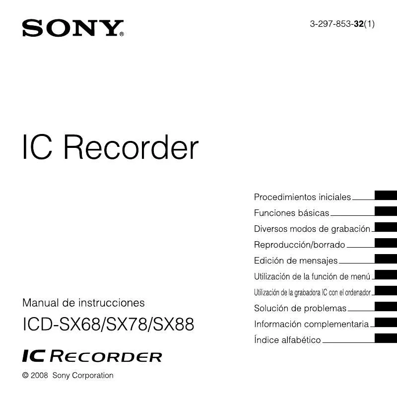 Mode d'emploi SONY ICD-SX68