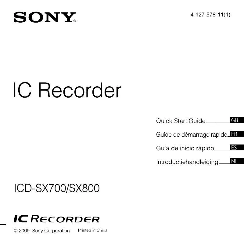 Mode d'emploi SONY ICD-SX800