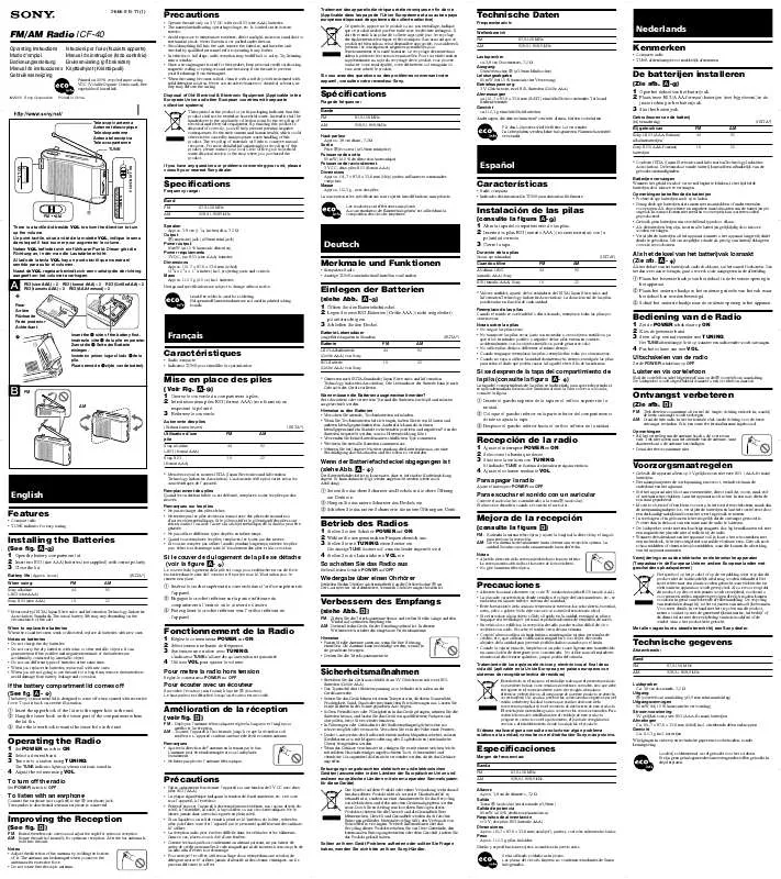 Mode d'emploi SONY ICF-40