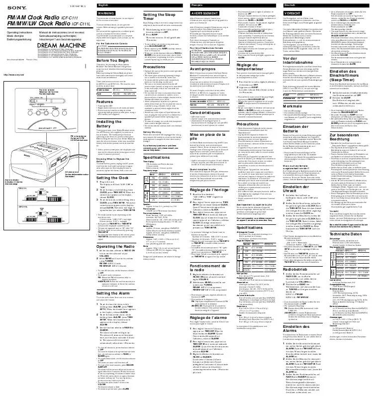 Mode d'emploi SONY ICF-C111L