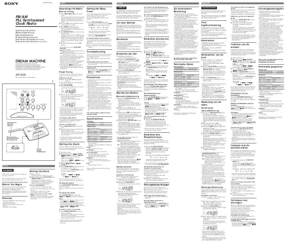 Mode d'emploi SONY ICF-C233