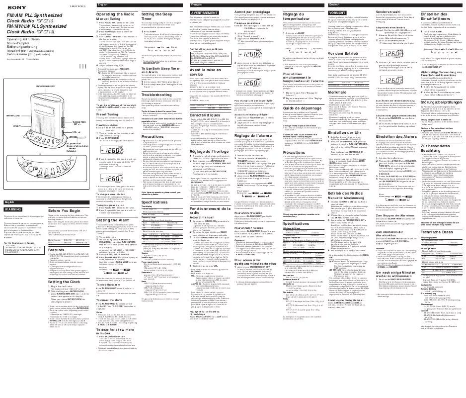 Mode d'emploi SONY ICF-C713L