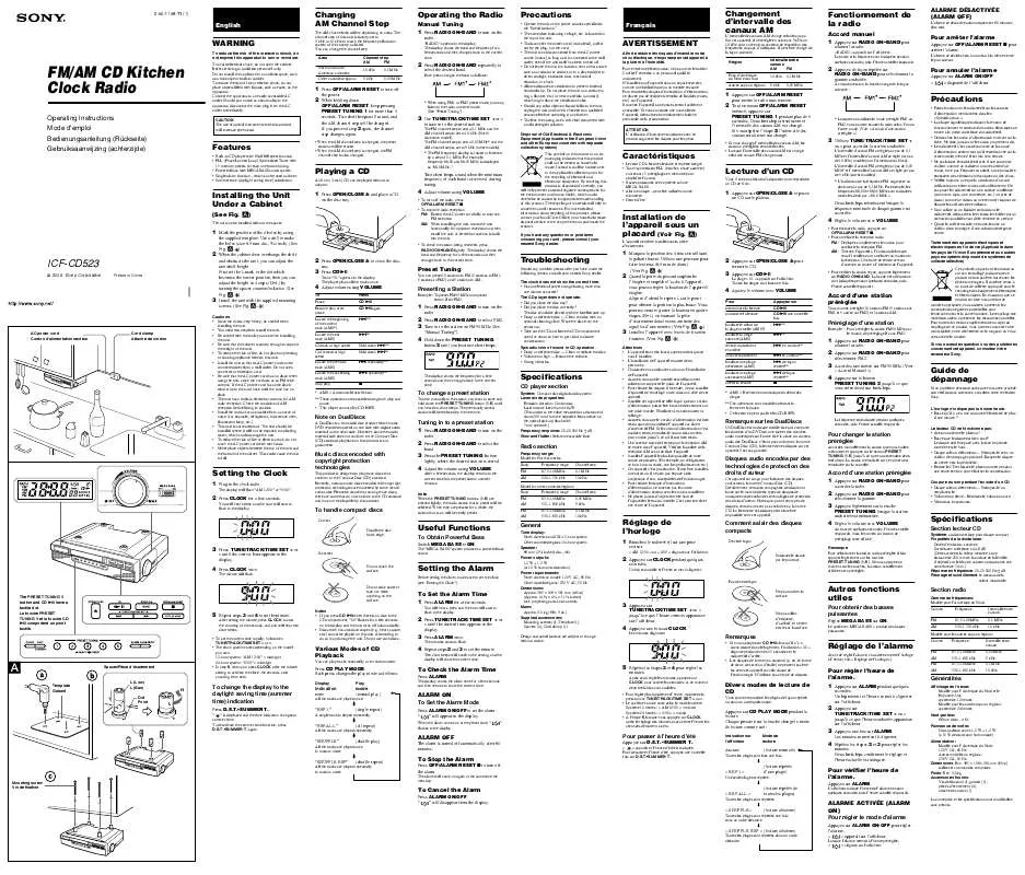 Mode d'emploi SONY ICF-CD523