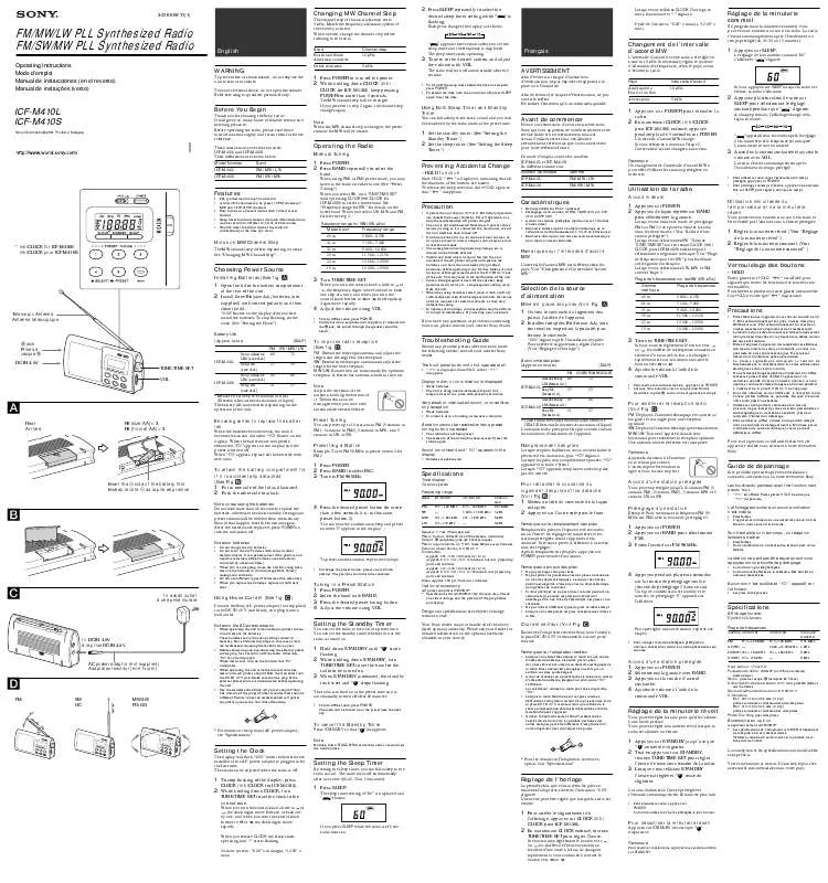 Mode d'emploi SONY ICF-M410L