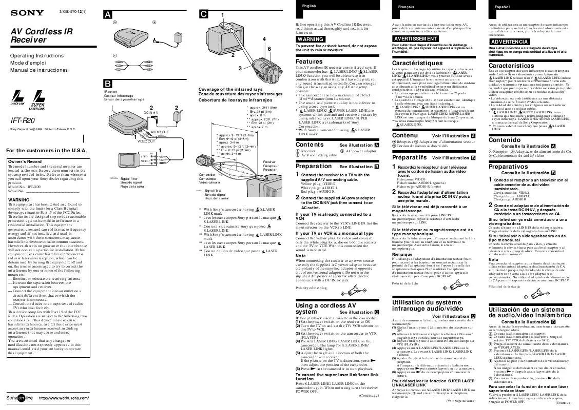 Mode d'emploi SONY IFT-R20