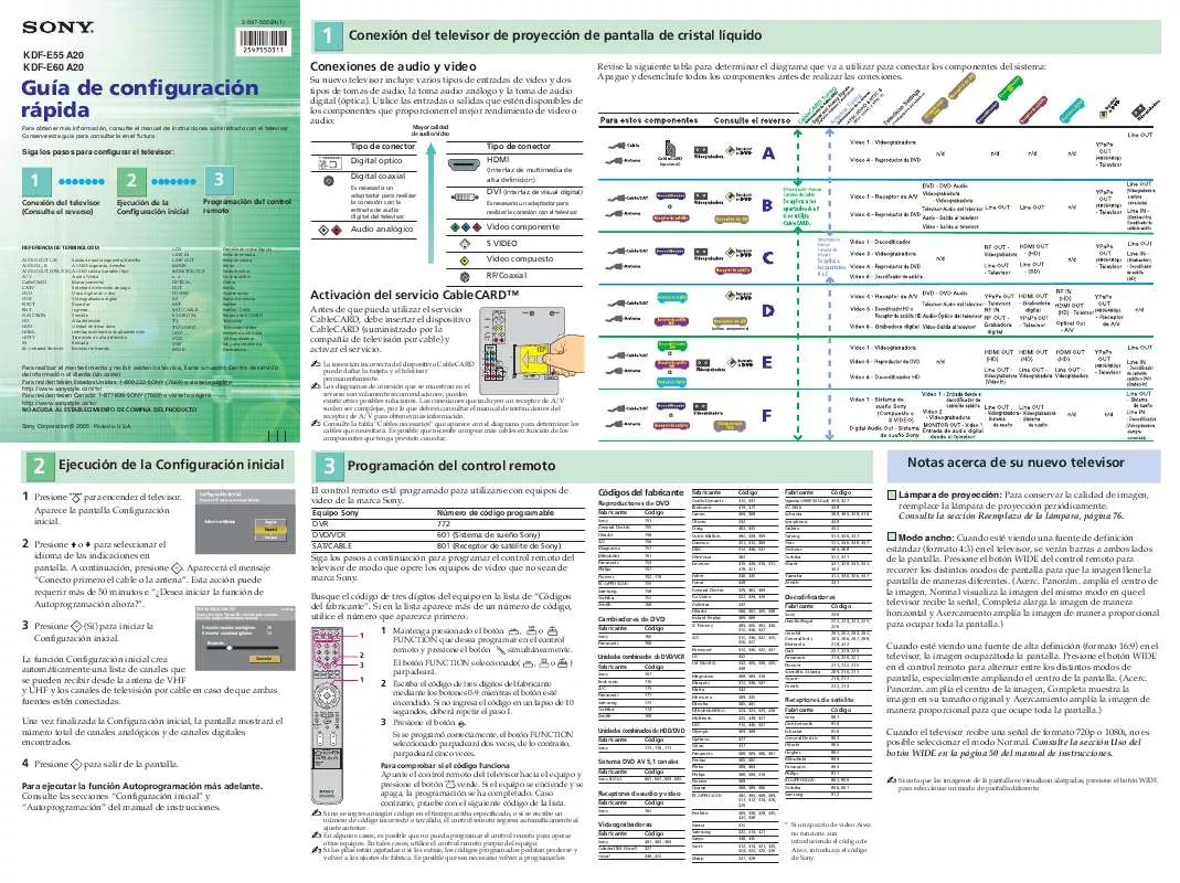 Mode d'emploi SONY KDF-E55A20