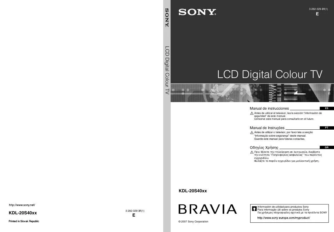 Mode d'emploi SONY KDL-20S4000