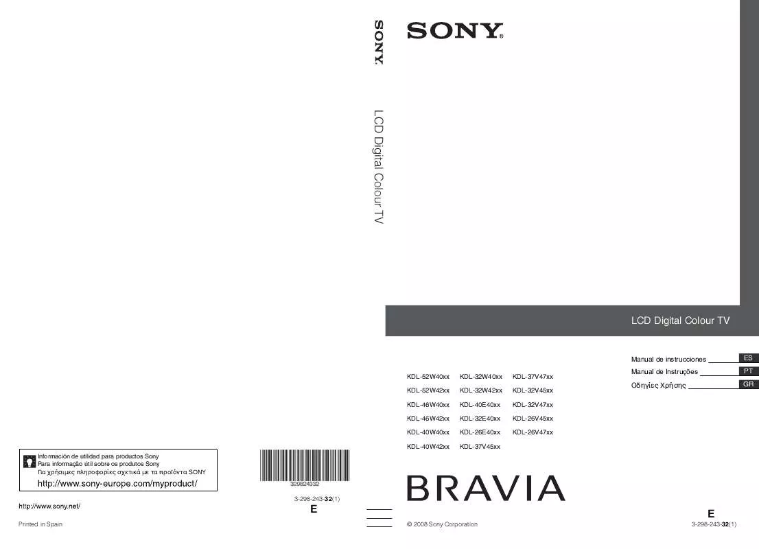 Mode d'emploi SONY KDL-26V4500