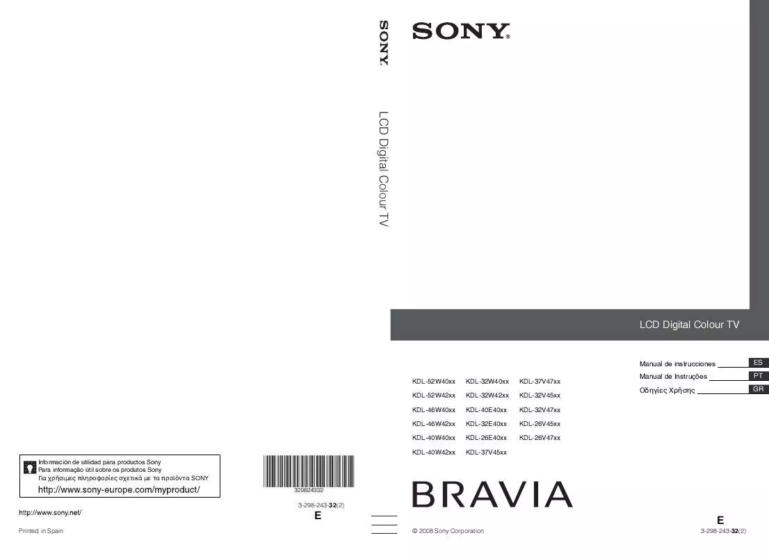 Mode d'emploi SONY KDL-26V4720