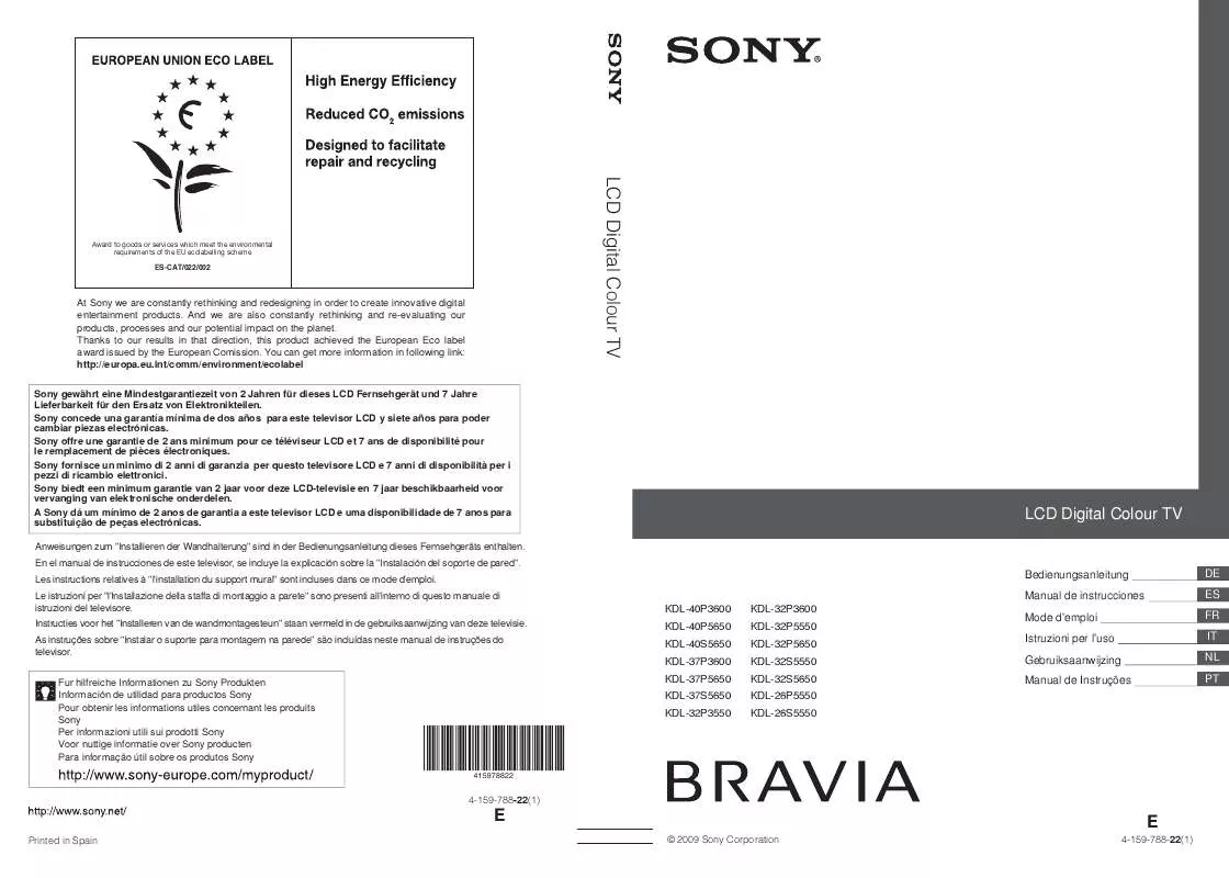 Mode d'emploi SONY KDL-32P5650