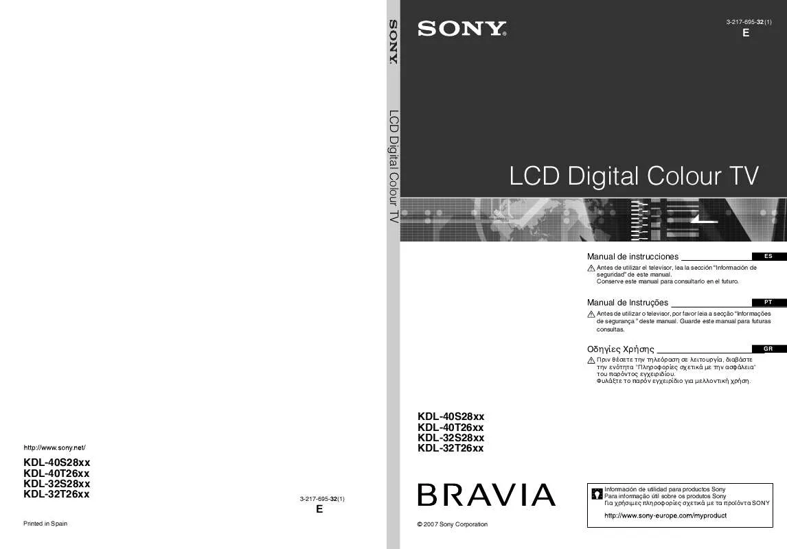 Mode d'emploi SONY KDL-32S2810