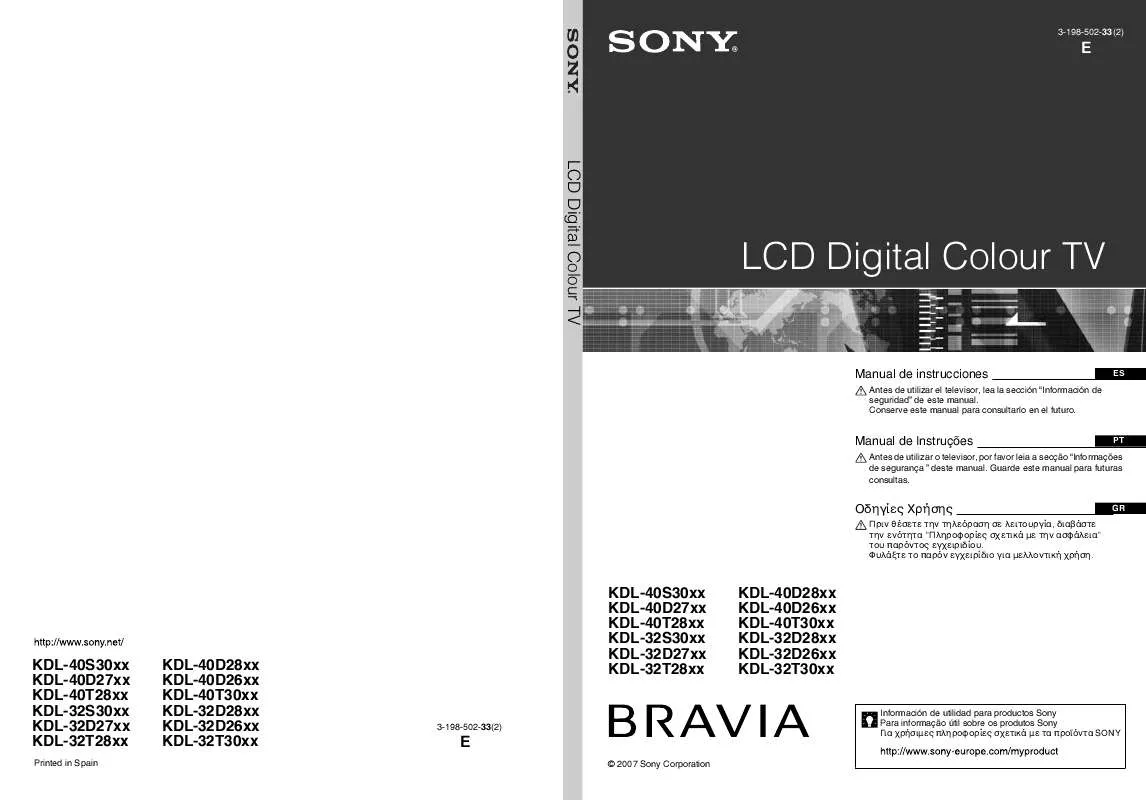 Mode d'emploi SONY KDL-32T3000