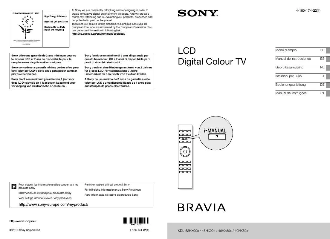 Mode d'emploi SONY KDL-40HX803