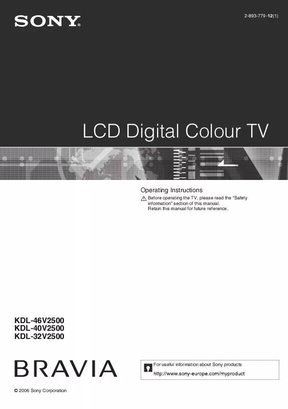 Mode d'emploi SONY KDL-40V2500