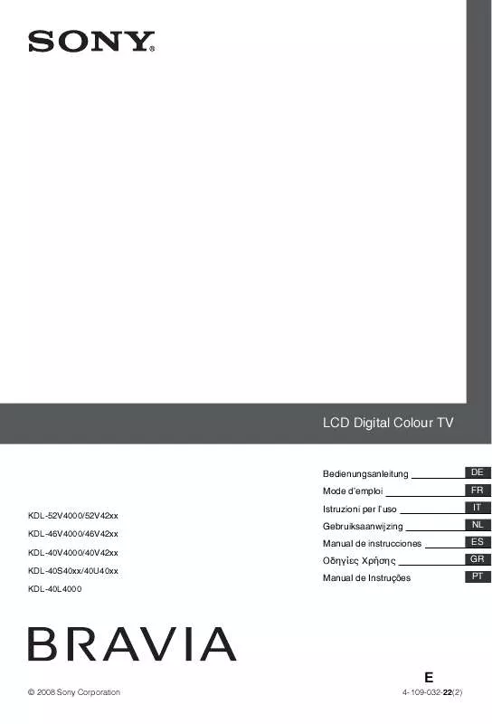 Mode d'emploi SONY KDL-40V4200