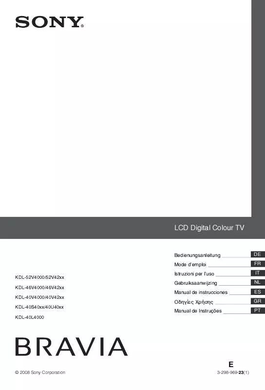 Mode d'emploi SONY KDL-52V4210