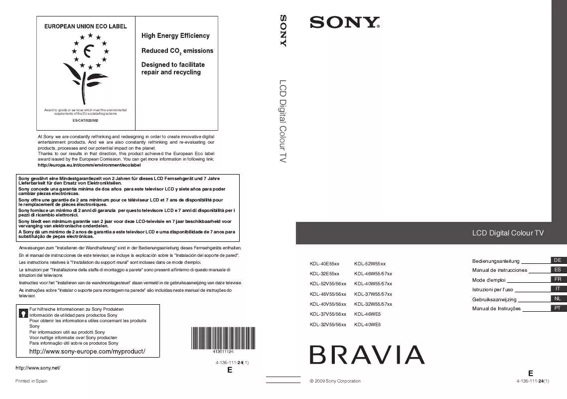 Mode d'emploi SONY KDL-52W5500