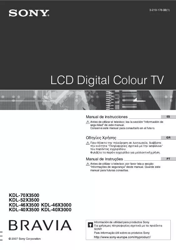 Mode d'emploi SONY KDL-70X3500