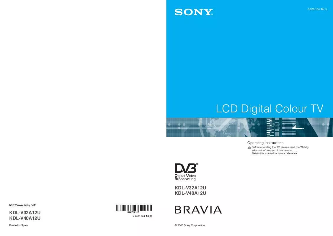 Mode d'emploi SONY KDL-V32A12U