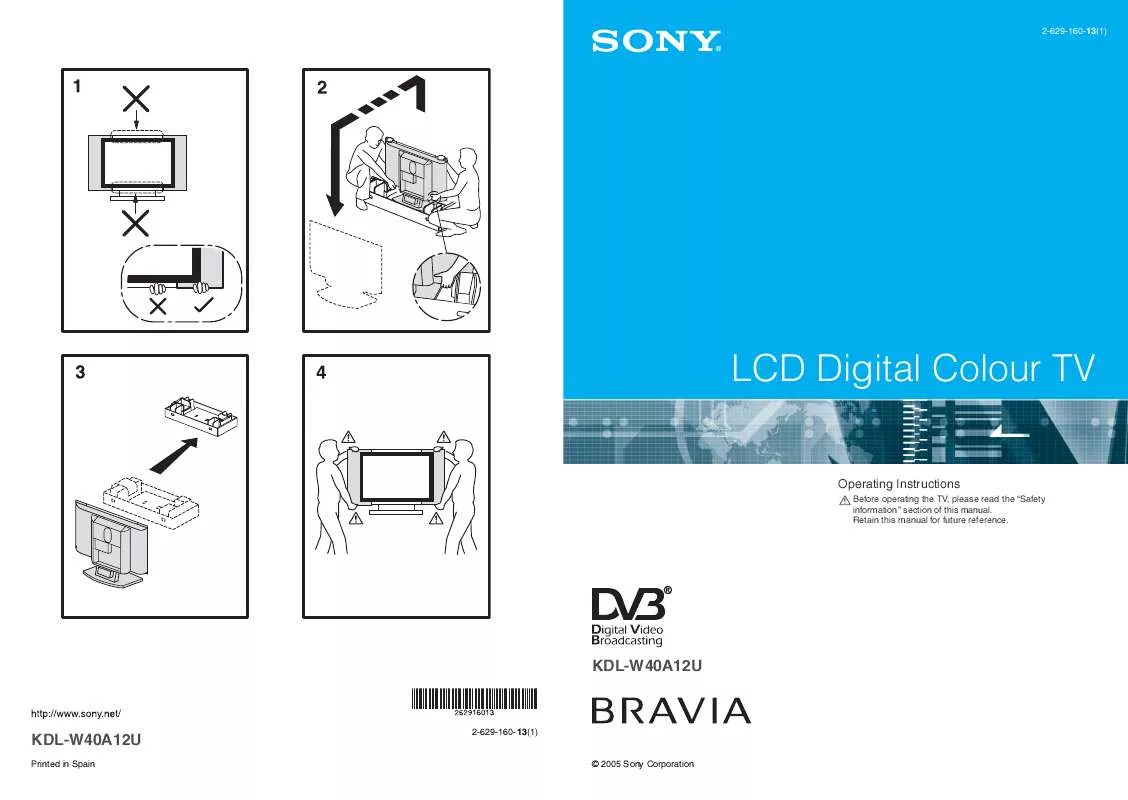 Mode d'emploi SONY KDL-W40A12U