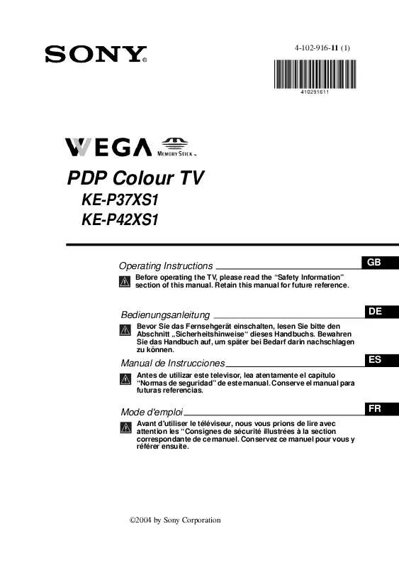 Mode d'emploi SONY KE-P37XS1