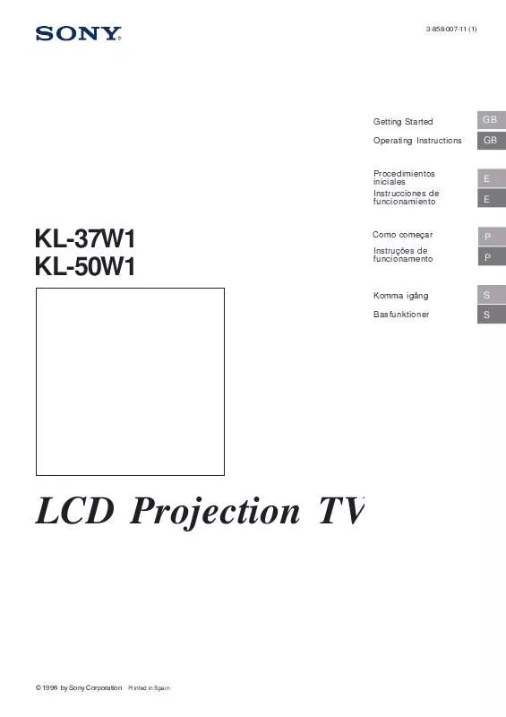 Mode d'emploi SONY KL-37W1