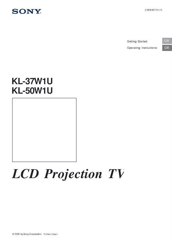 Mode d'emploi SONY KL-37W1U