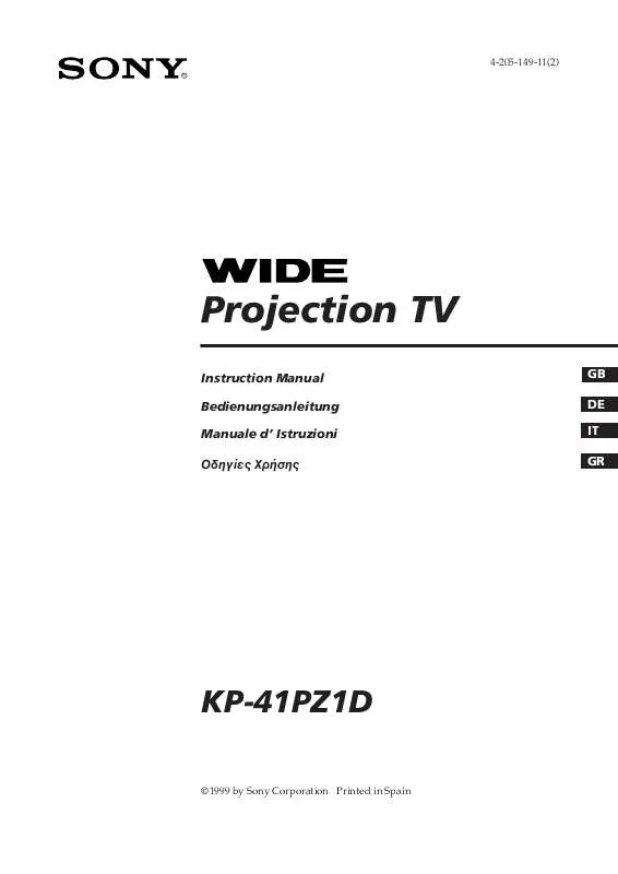 Mode d'emploi SONY KP-41PZ1D