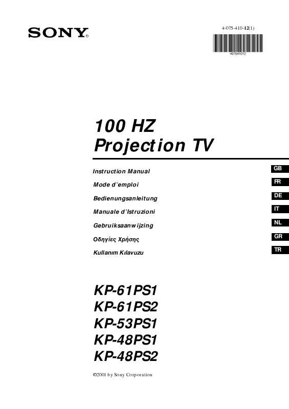 Mode d'emploi SONY KP-48PS1