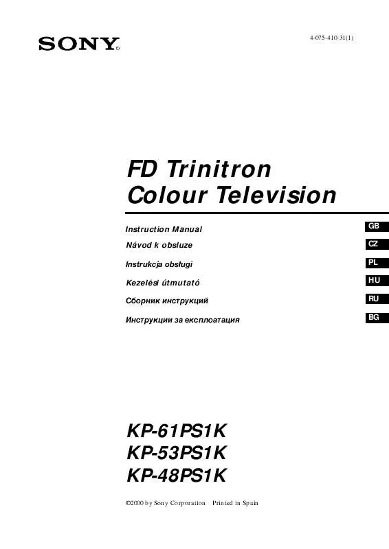 Mode d'emploi SONY KP-61PS1K