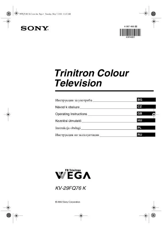 Mode d'emploi SONY KV-29FQ76K