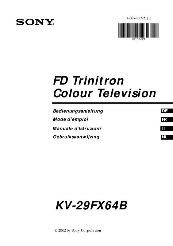 Mode d'emploi SONY KV-29FX64B