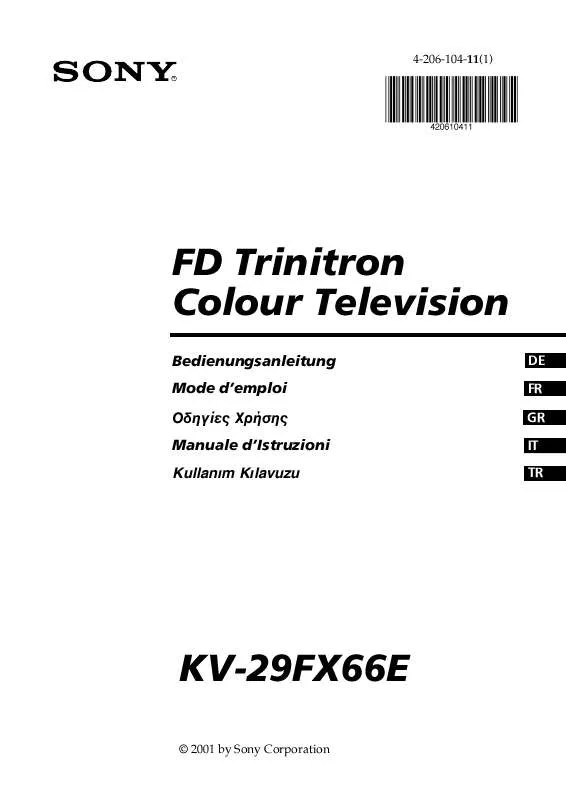 Mode d'emploi SONY KV-29FX66E