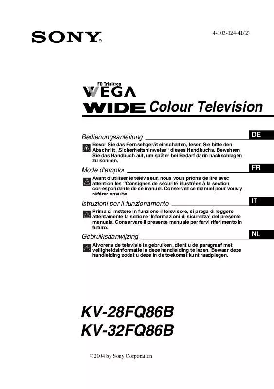 Mode d'emploi SONY KV-32FQ86B