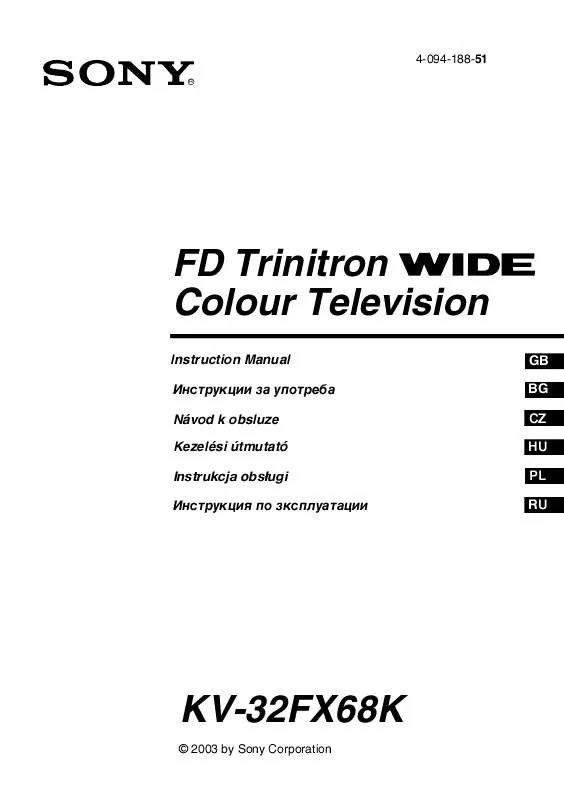 Mode d'emploi SONY KV-32FX68K