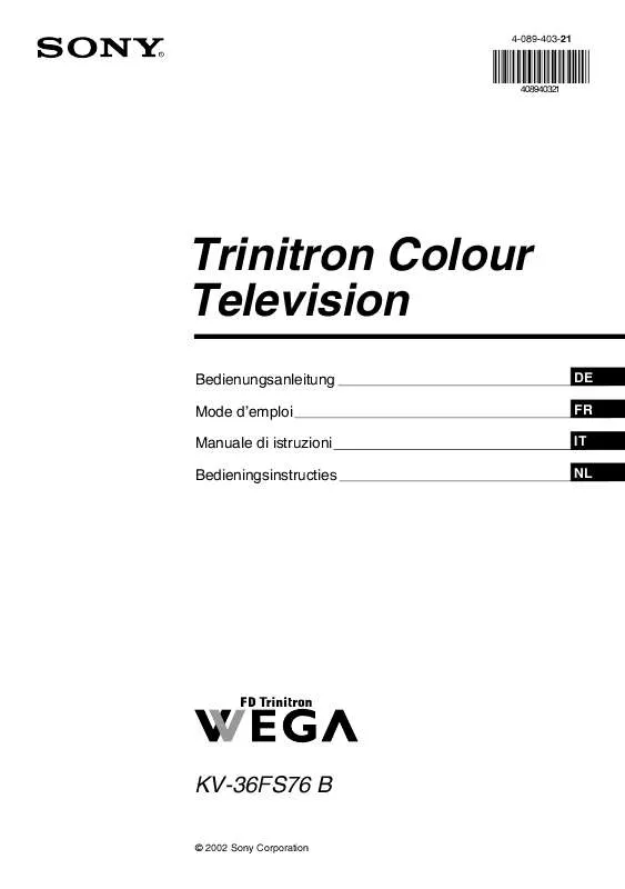 Mode d'emploi SONY KV-36FS76B