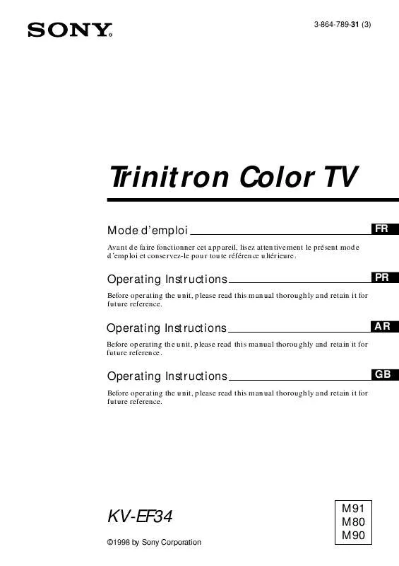 Mode d'emploi SONY KV-EF34M90