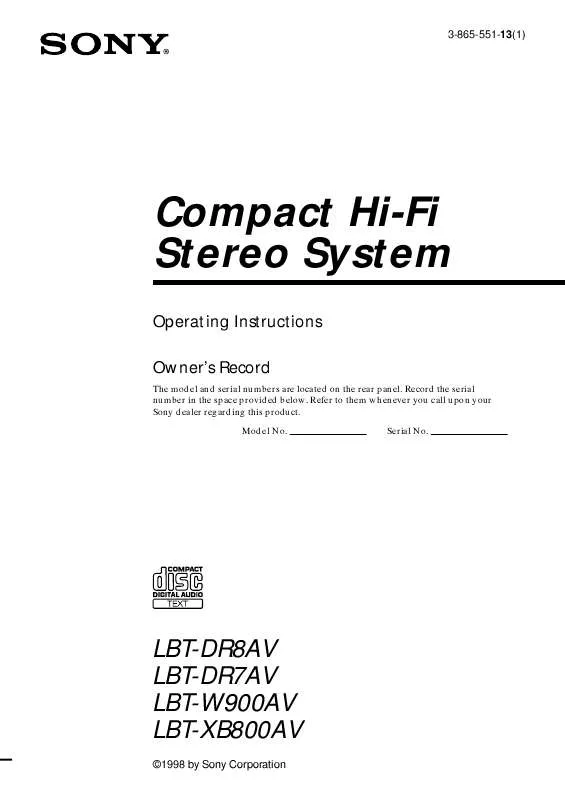 Mode d'emploi SONY LBT-DR8AV